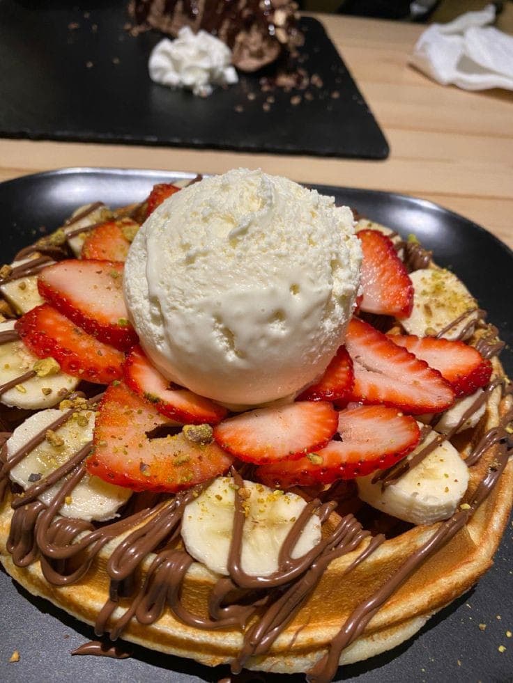 Waffle con Helado