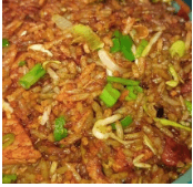 Arroz mixto y hamburguesa especial