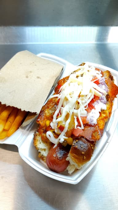 Hot Dog Hawaiano + Papas
