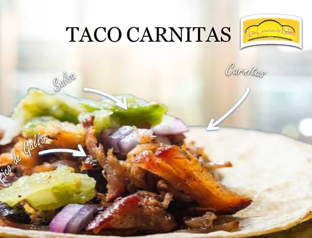 3 Tacos de Carnitas con 1/2 litro de agua de sabor
