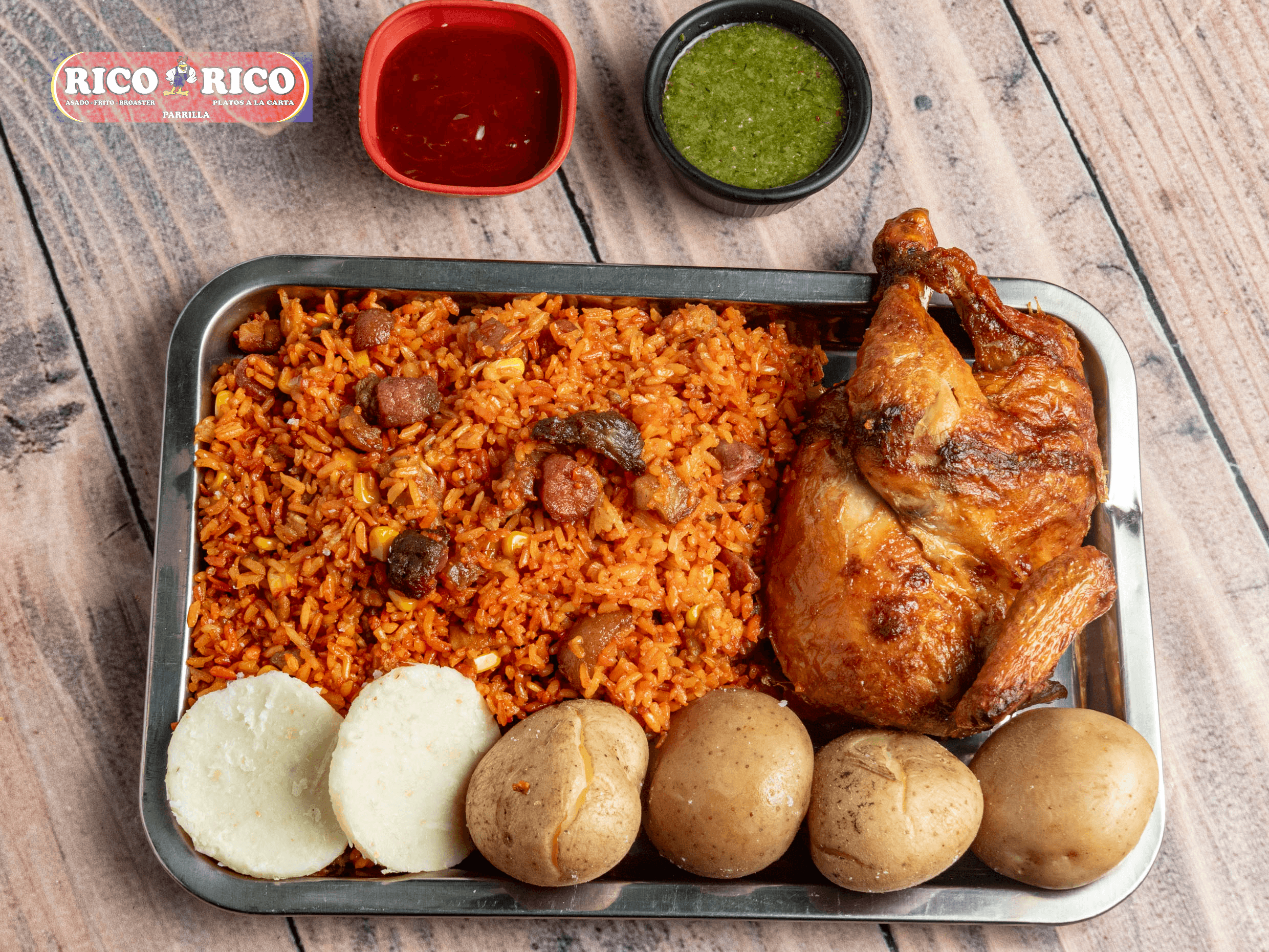 Combo para 2-3 Arroz Paisa + 1/2 Pollo Asado