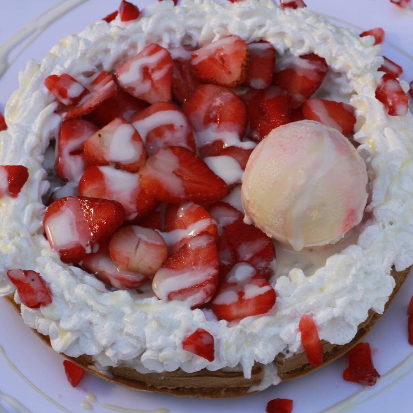 Waffle fresas con crema