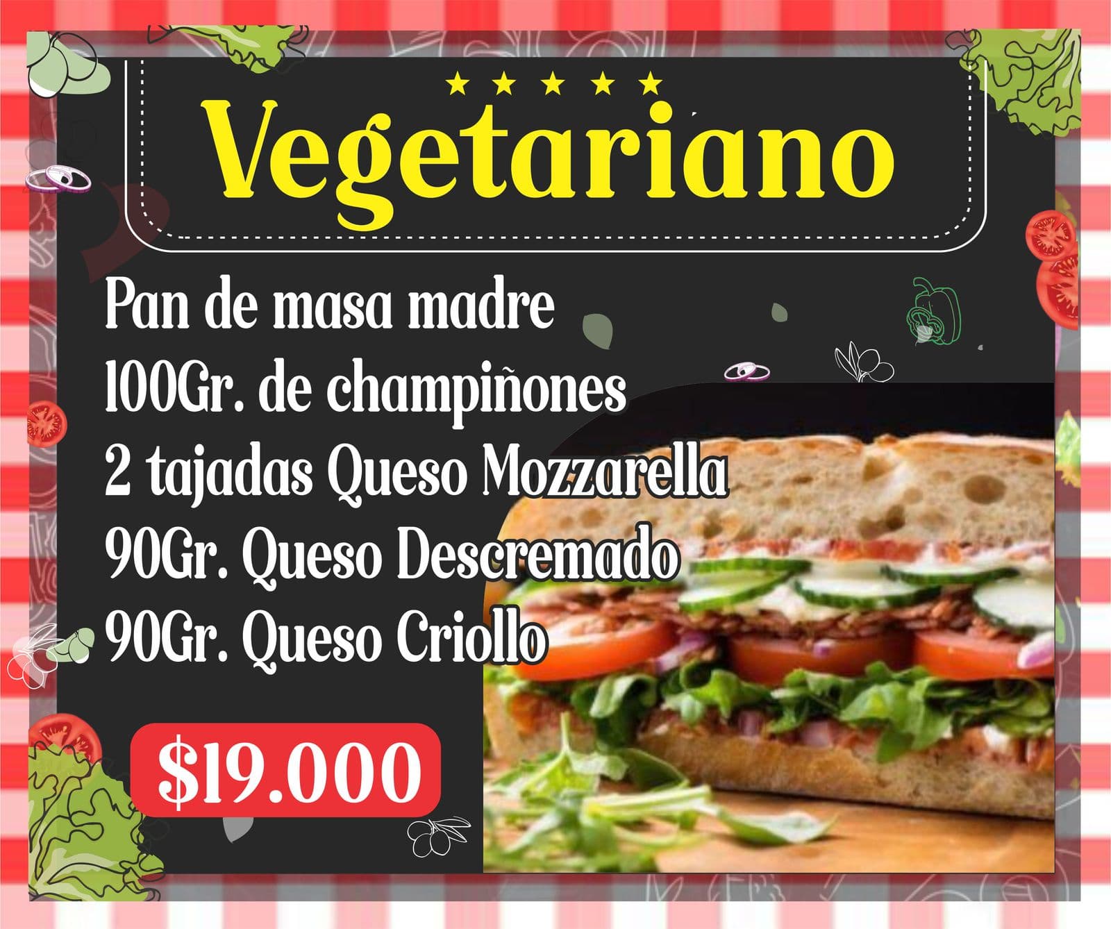 Sándwich Vegetariano 22 cm