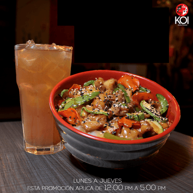 Teriyaki Pollo + Te 16oz