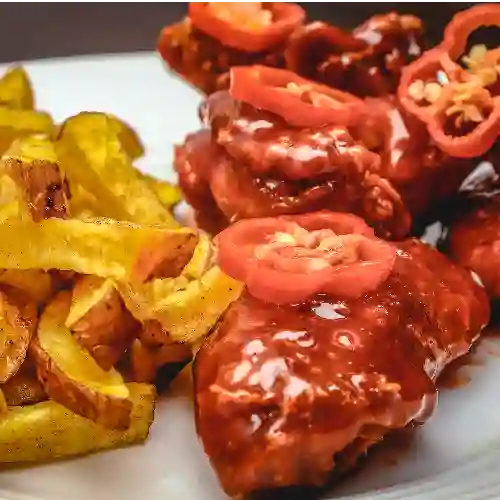 Alitas Hot + Papas