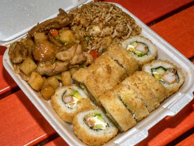 Sushi con Arroz y Guiso de Res, Pollo o Puerco