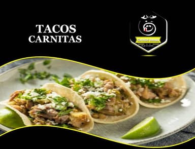 3 Tacos de Carnitas con 1/2 litro de agua de sabor