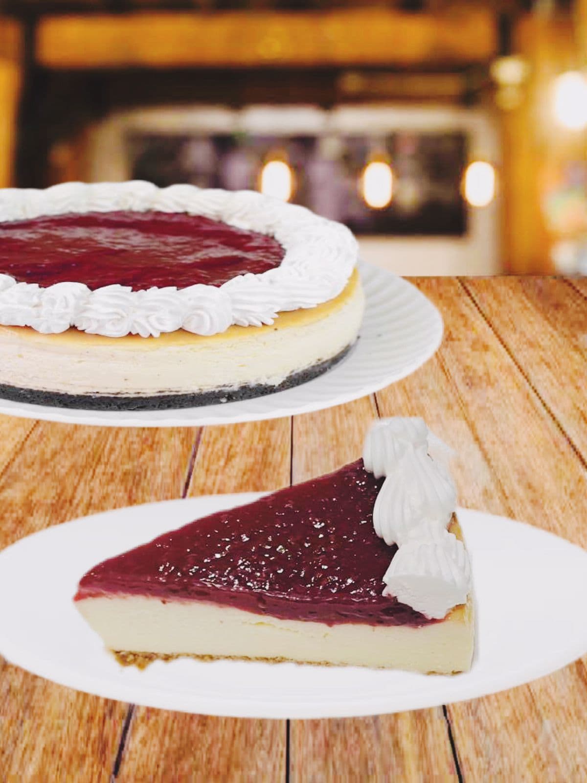 Rebanada de cheesecake de frambuesa