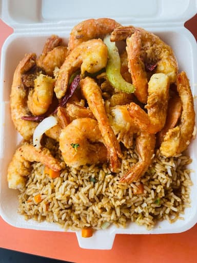Arroz 🍚 o Pasta 🍝 + Camarón 🍤 (chico)