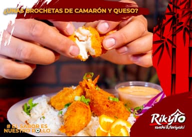 Brocheta de Camarón con Queso
