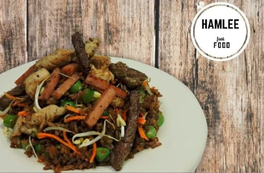 Arroz Mixto Carne Pollo y Jamon (2 personas)