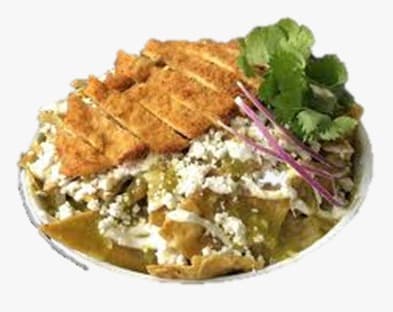 Chilaquiles Verdes o Rojos con Milanesa + Agua