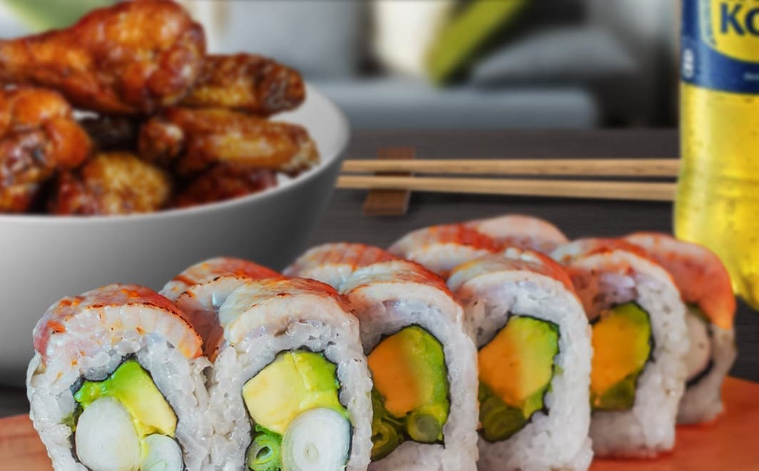 20 cortes Makis +6 alitas + 6 boneless + Papas