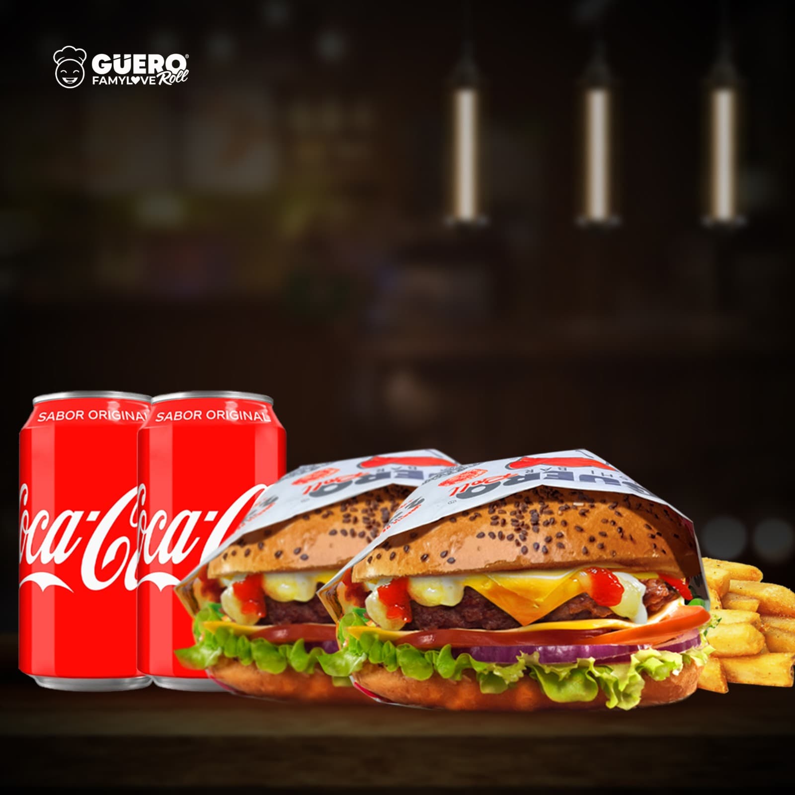 2 Hamburguesas + 2 Cocas