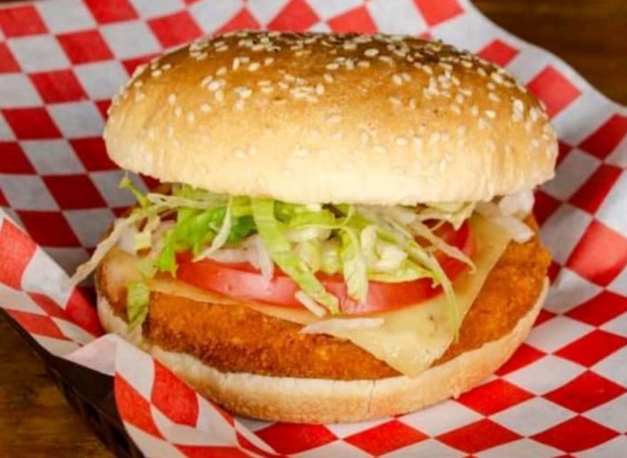 Hamburguesa de Pollo con Queso y Piña