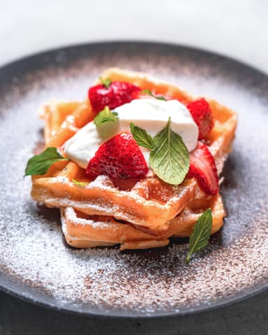 Waffles con Fresas