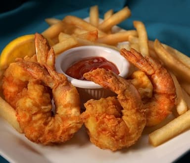 Camarón Frito Empanizado con Papas