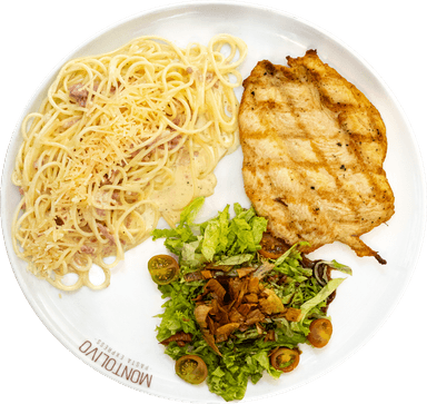 Arma tu plato Pollo + Carbonara + ensalada