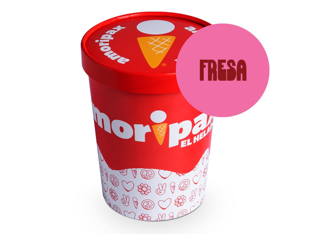 Bote Helado Fresa Amoripax 950 Ml