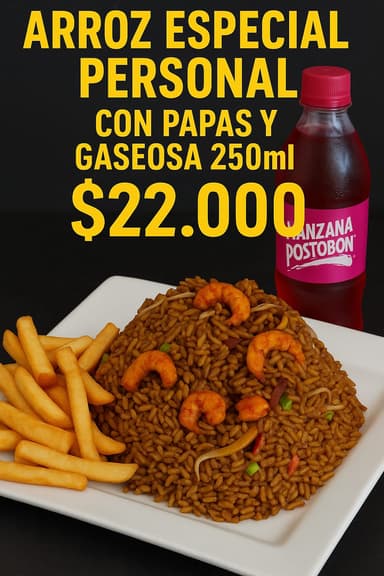 Arroz Especial Personal + Papas + Bebida