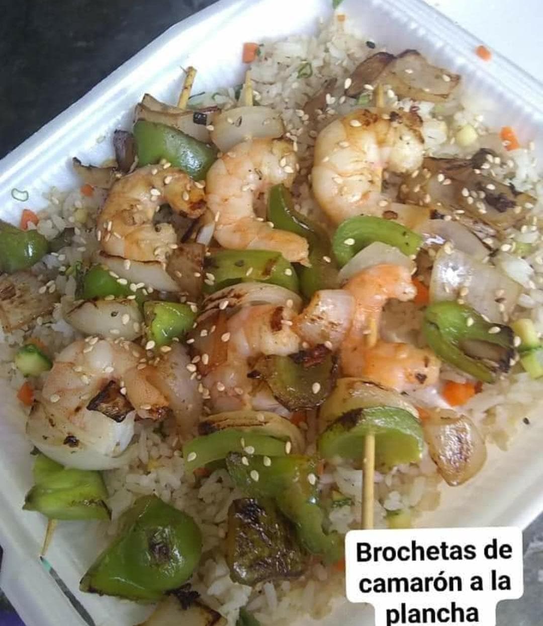 Brochetas de Camarón la Plancha