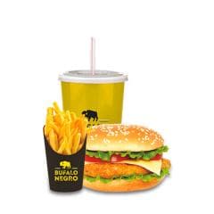 Búfalo 4: Hamburguesa de Pollo, Papas y Refresco