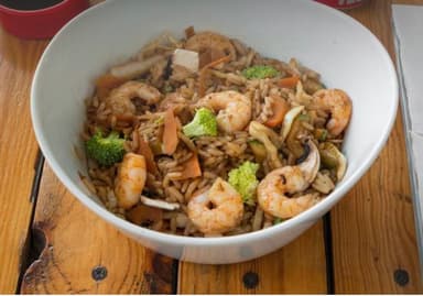 Wok fideo de arroz camaron