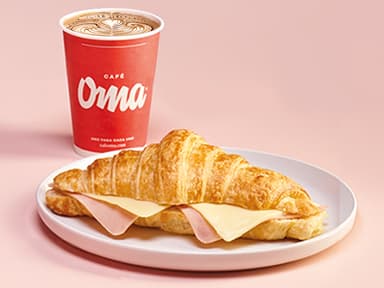 Croissant jamón y queso + Bebida