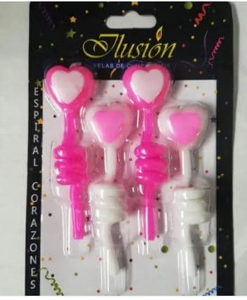 Vela Espiral Corazón 4 uds