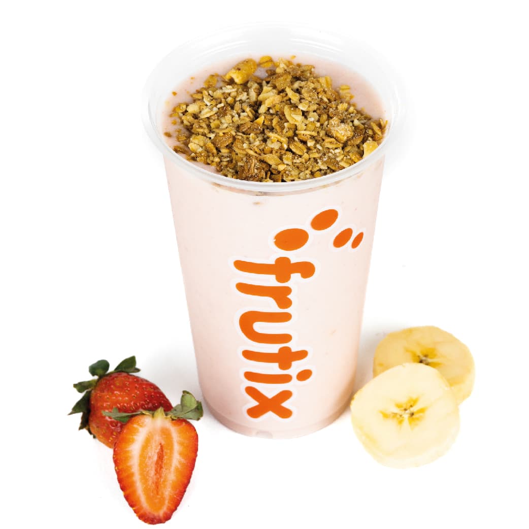 Poderoso de Fresa, Plátano, Leche, Miel y Granola