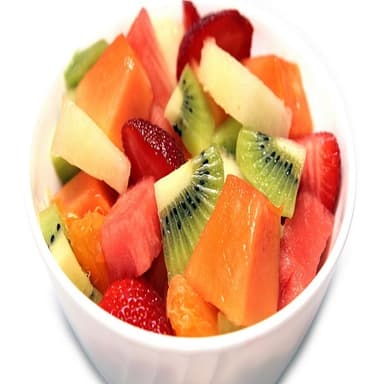 Fruta preparada con yogurt, miel y granola