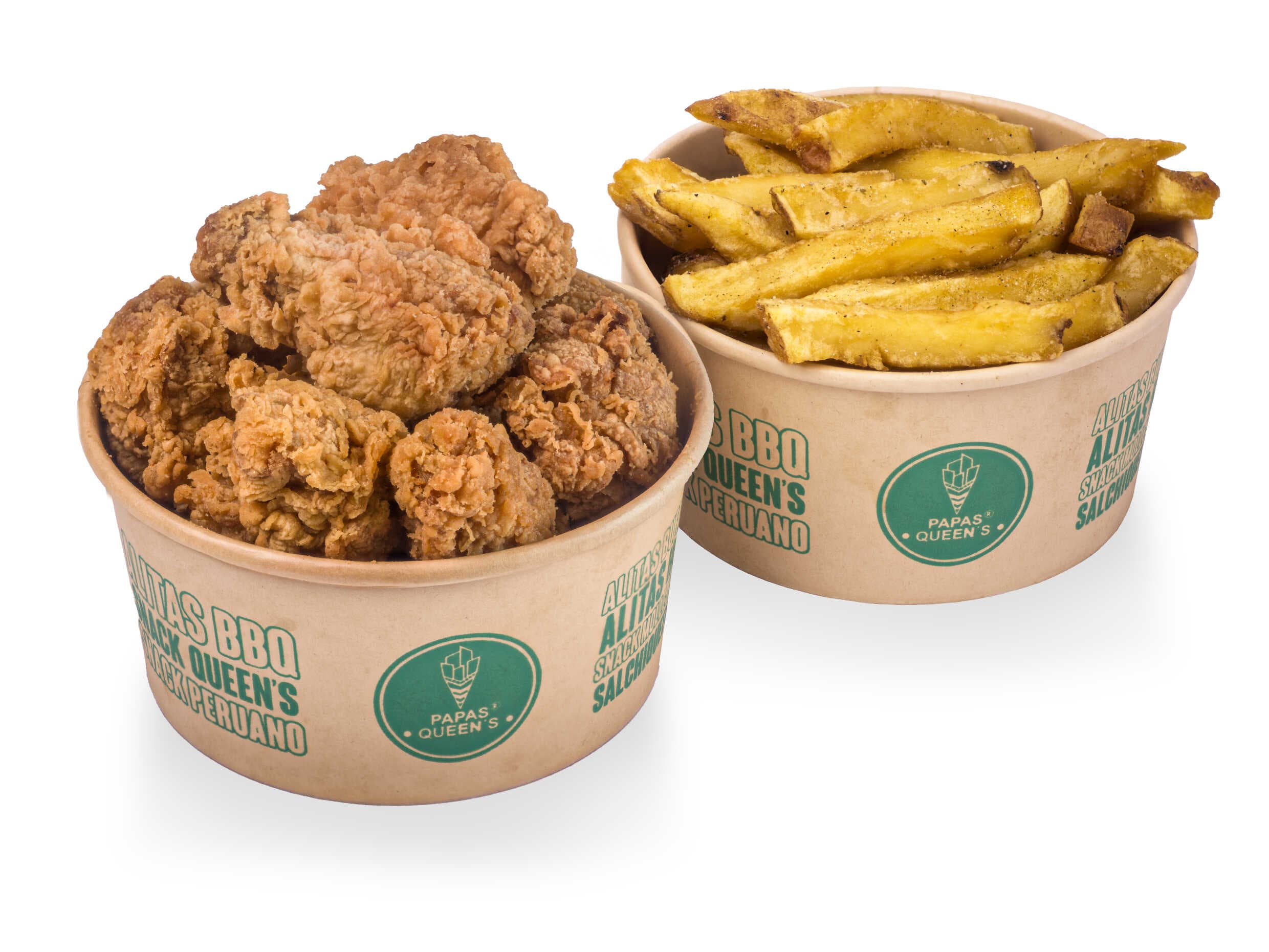 Alitas Broaster más Papas Fritas por 12 uds