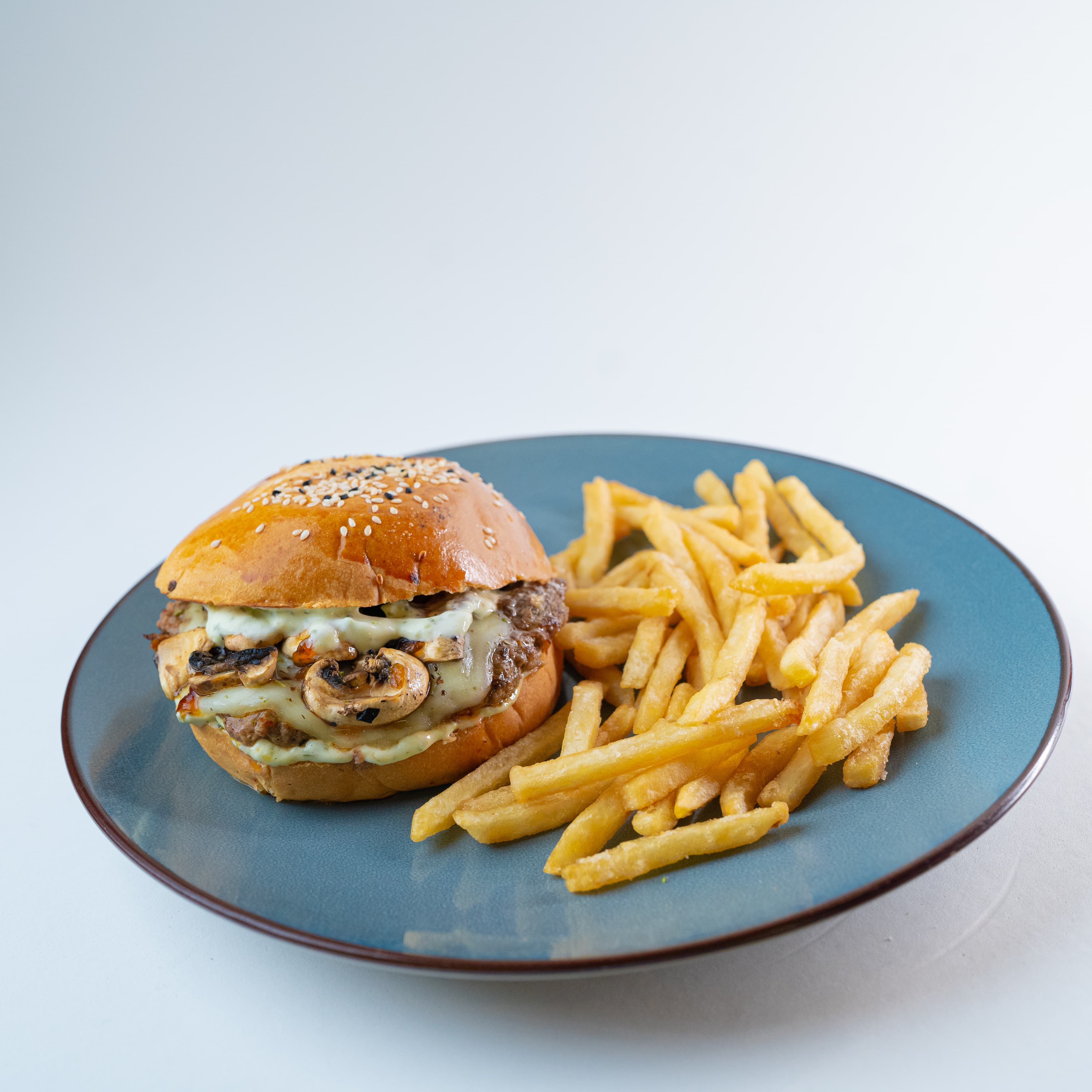 Provolone Fungi Burger