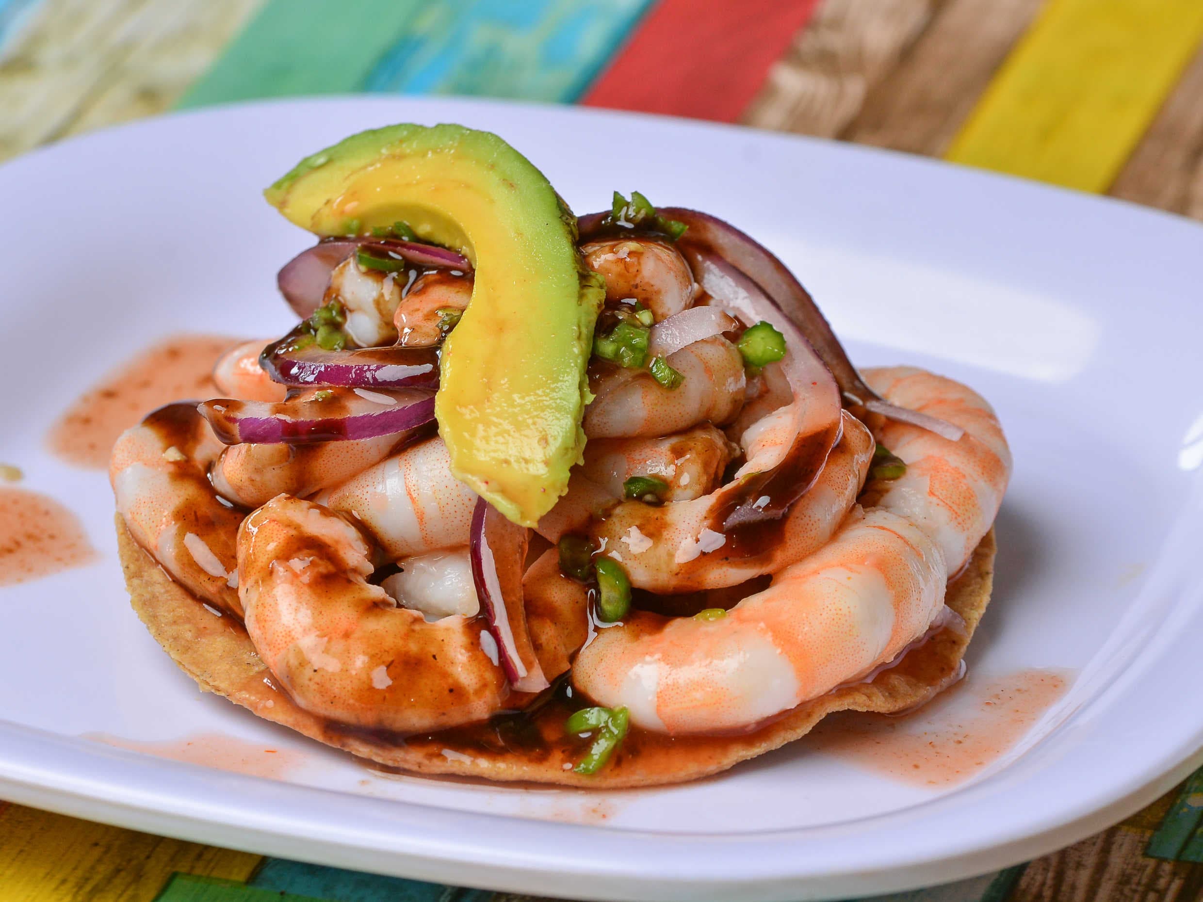 Tostada de Camaron Cacido