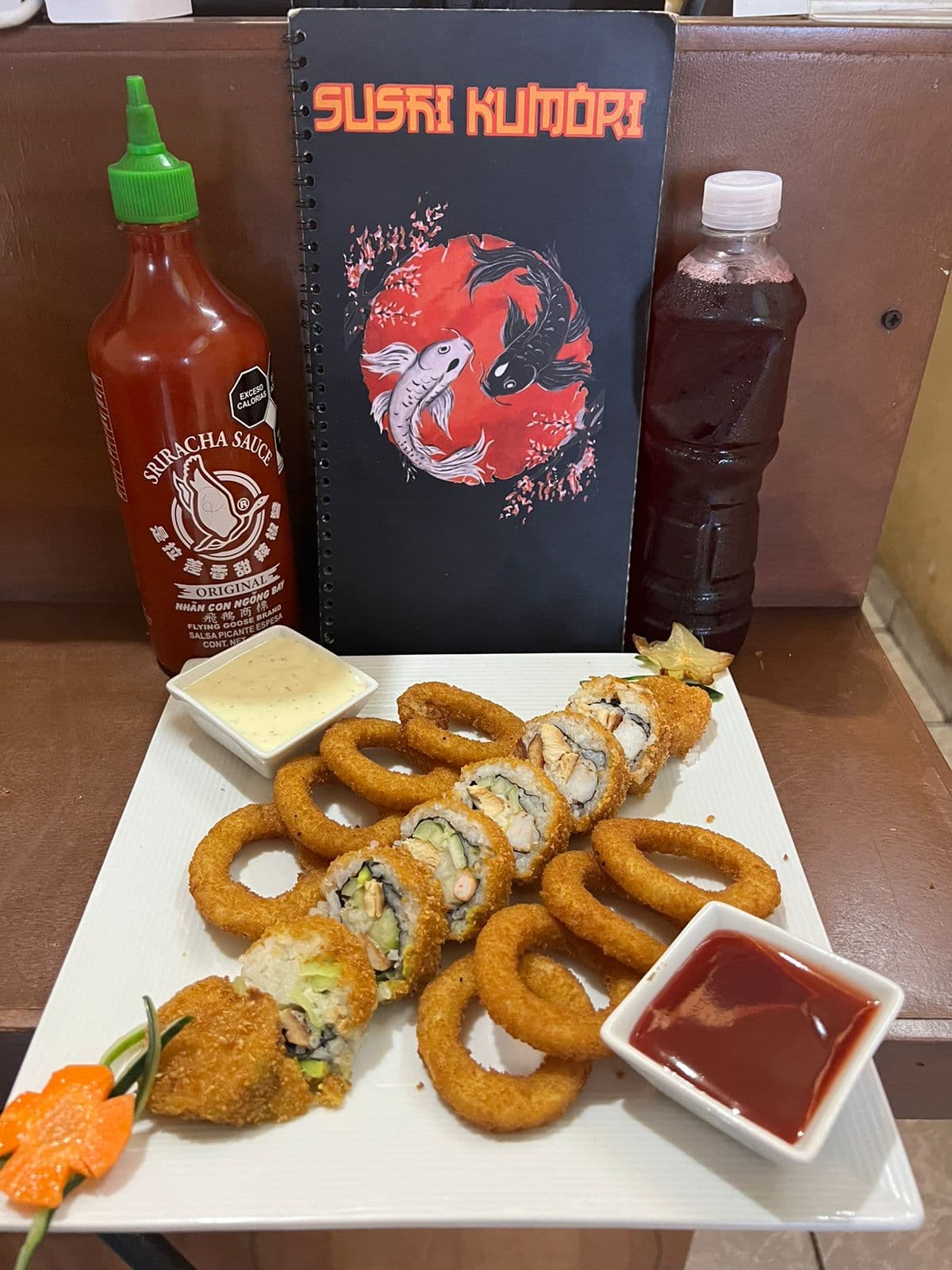 1/2SushiEmpanizado+ArosdeCebolla+Bebida
