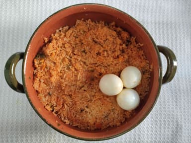 Taco de Arroz con Huevo Hervido