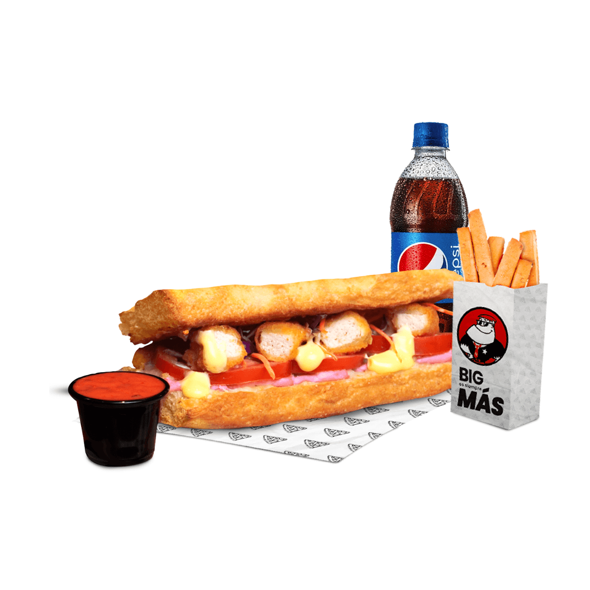 Pizzandwich Chicken Crispy, Breadsticks y Pepsi