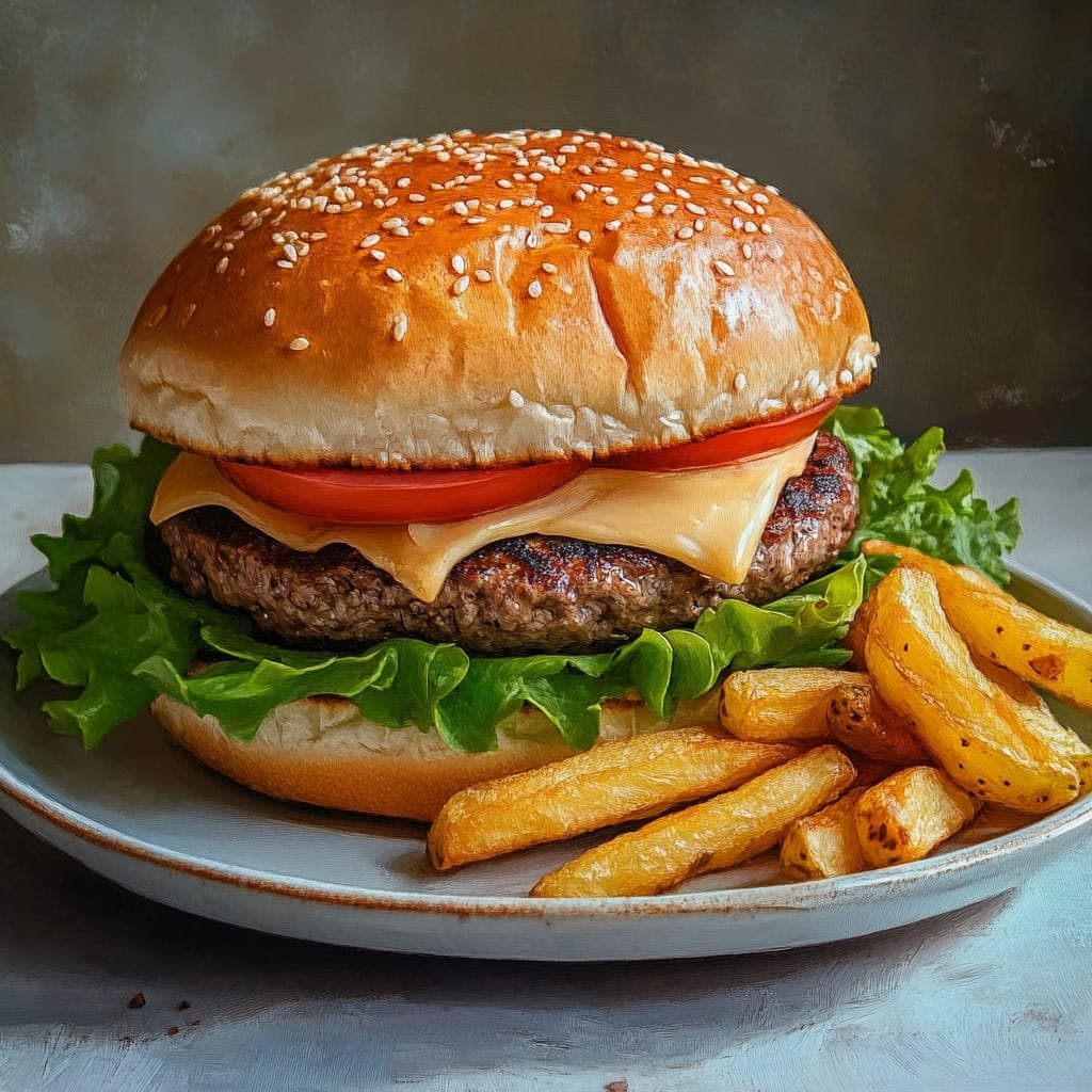 Hamburguesa Con Papas Fritas
