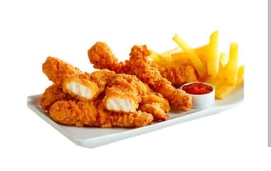 Tiras de Pollo Fritas con Papas