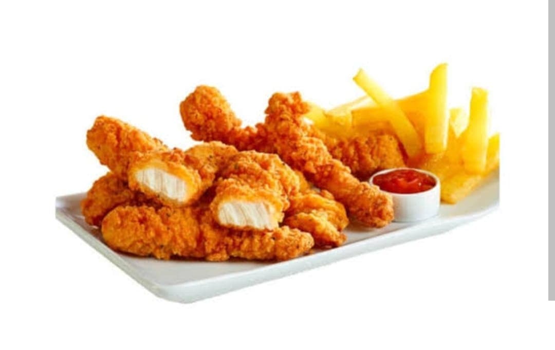 Tiras de Pollo Fritas con Papas
