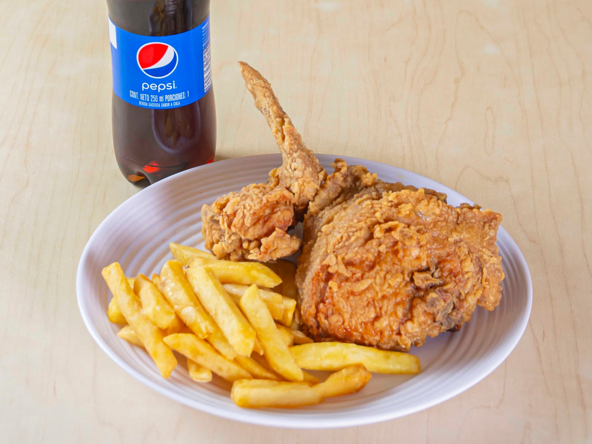 Combo American Broaster 1/4 + Papas + Bebida