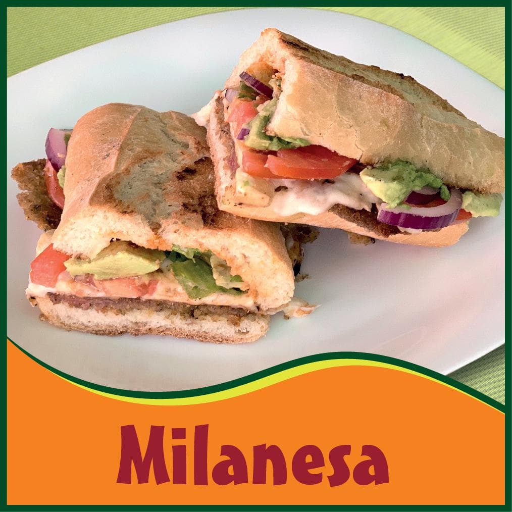 MILANESA DE RES empanizada, bolillo 22 cm.