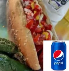 Combo personal-Hot Dog Sencillo con pepsi de lata.