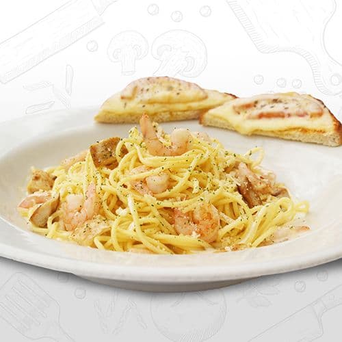 Spaguetti Pollo Camarón