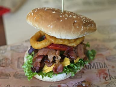 Hamburguesa Tocino con Aros