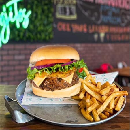 Hamburguesa Hawaiana Con Papas