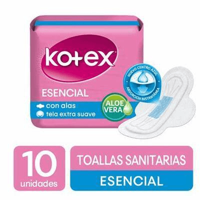 KOTEX TOALLA ESENCIAL NORMAL C/ALAS PAQ 10 UD+2 UD GRATIS