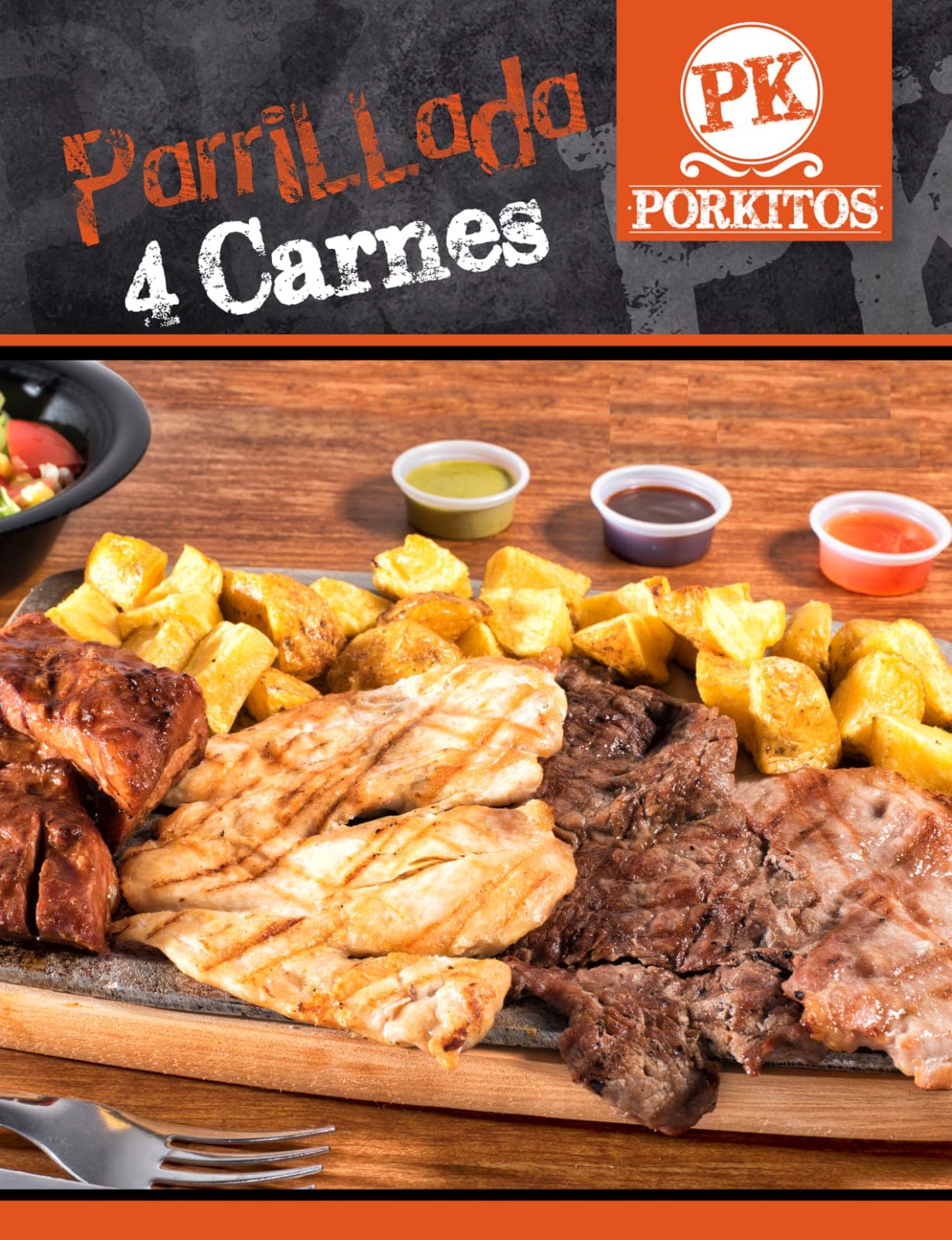 Combo Parrillada 4 Carnes + Papas + Bebida 400ml