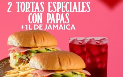 Combo-2 Tortas Esp Con Papas + Agua de Jamaica