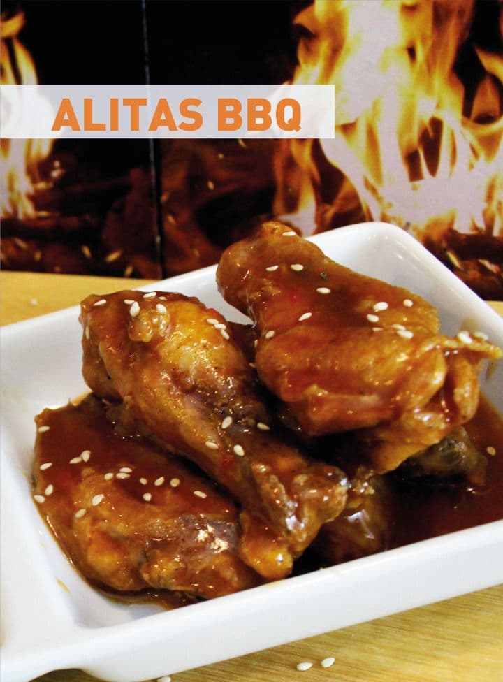 Alitas BBQ 6 uds + Papas Fritas